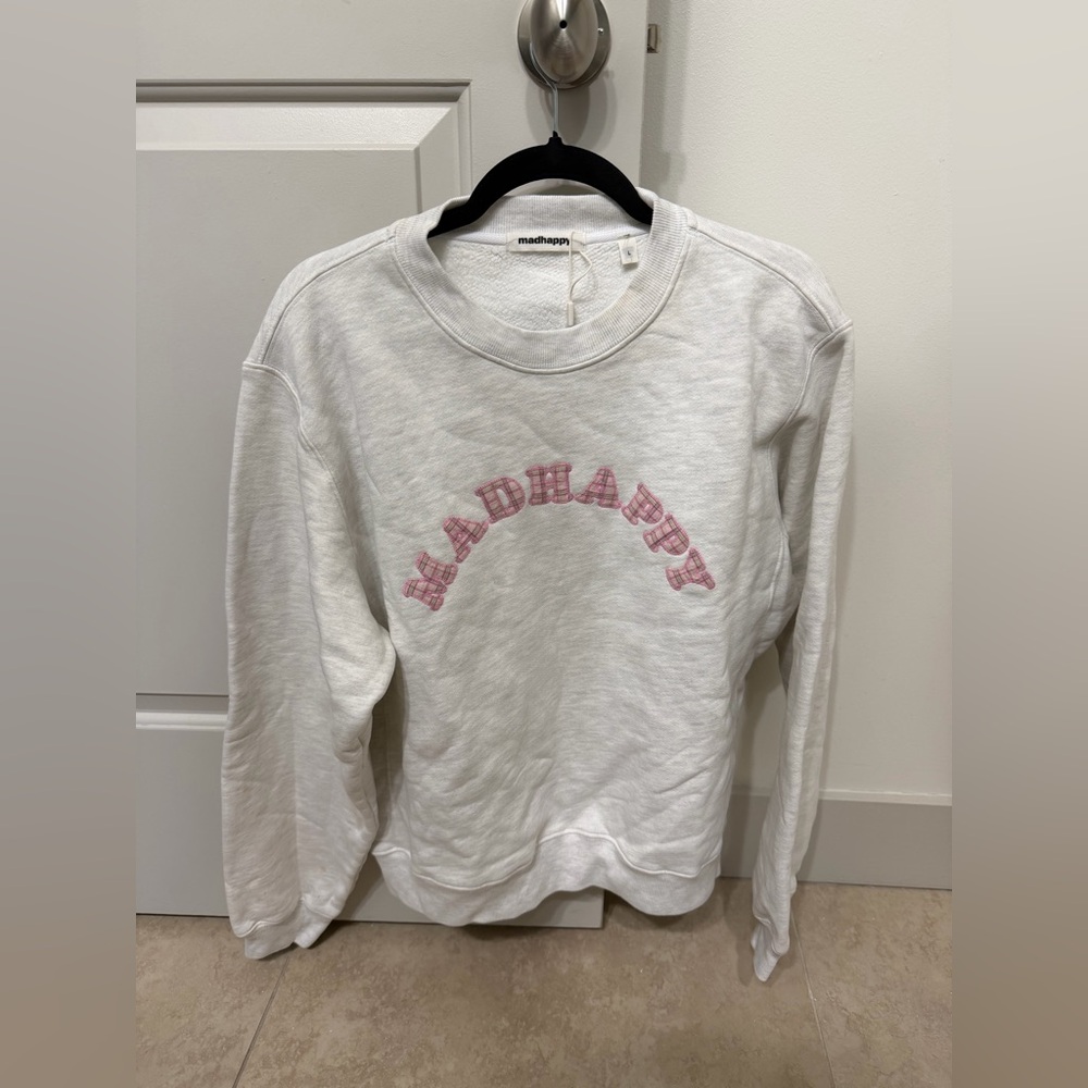 Madhappy Large Athletic Heather Plaid Cooper Fleece Crewneck Sweatshirt. 💕⚡️